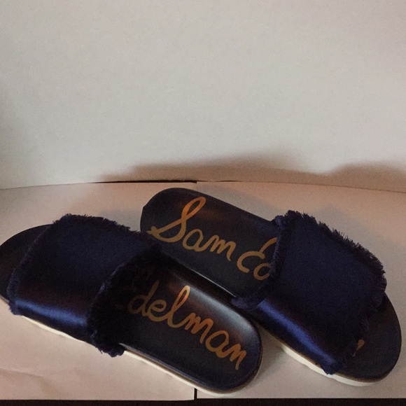 Sam Edelman Mares Navy Satin Slip On Sandler - Picture 2 of 4